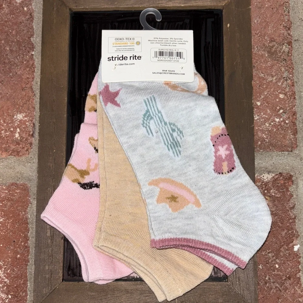 🐴 NEW🐴 Cowgirl Horse No-Show Socks - Set of 3 Spring Summer Easter Basket Girls